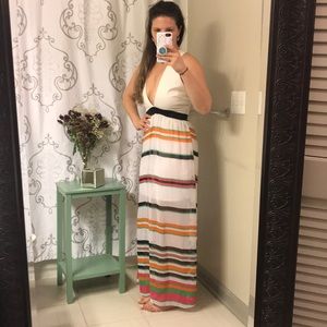 Shasa White Striped Sleeveless Maxi Dress